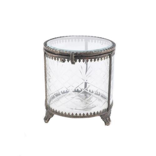 Brass & Glass Round Jewellery Box - 105 X 120 X 115