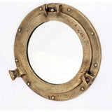 Aluminium / Brass Portholke Mirror - 290 X 65 X 290