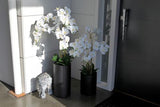 Real Touch Orchid 5 Spray White with Tall Black Pot - 1050mm High