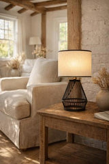 Bamboo & Linen Table Lamp - Natural / Black