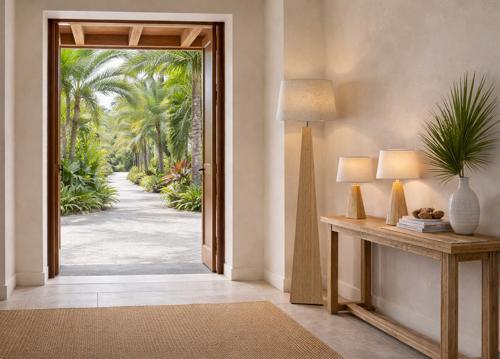 Bamboo & Linen Floor Lamp - Natural - 420 X 1580