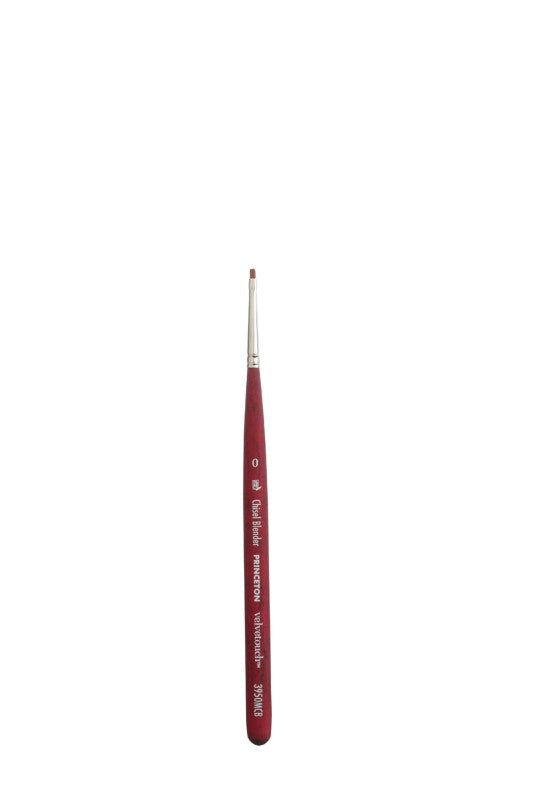 Princeton Velvetouch Mini Chisel Blender Brush 0, ideal for precision blending in various painting mediums.