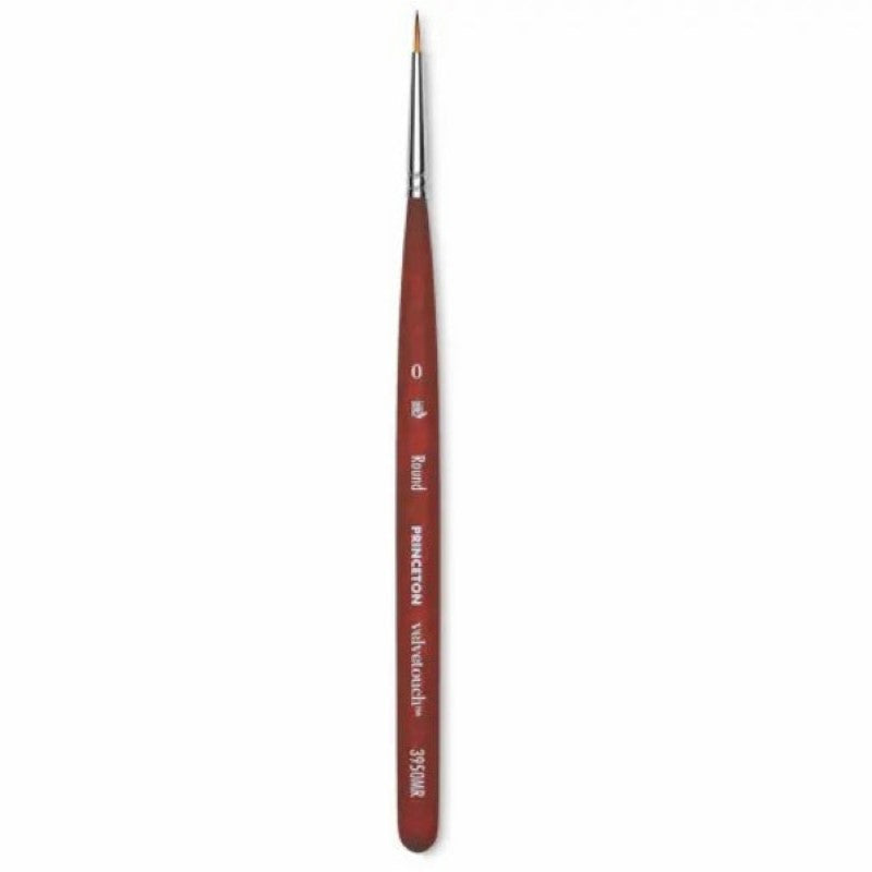 Precision mini round brush with synthetic filaments for watercolor, acrylic, and oil painting.