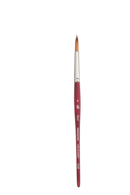 Princeton Velvetouch Synthetic Round Brush 8, ideal for precision in watercolor, acrylic, and oil painting.