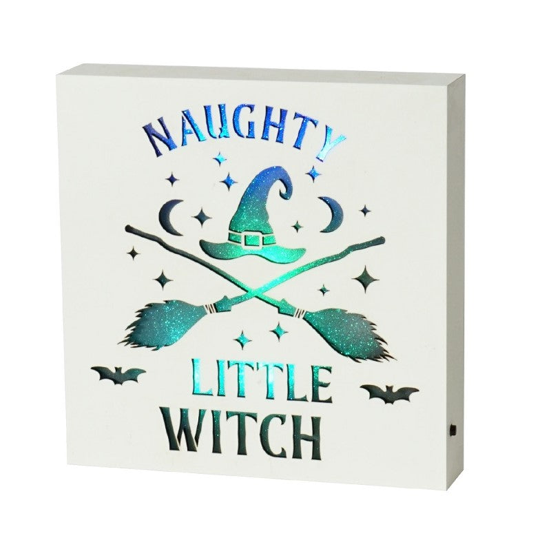 Naughty Witch Colour Changing LED Plaque