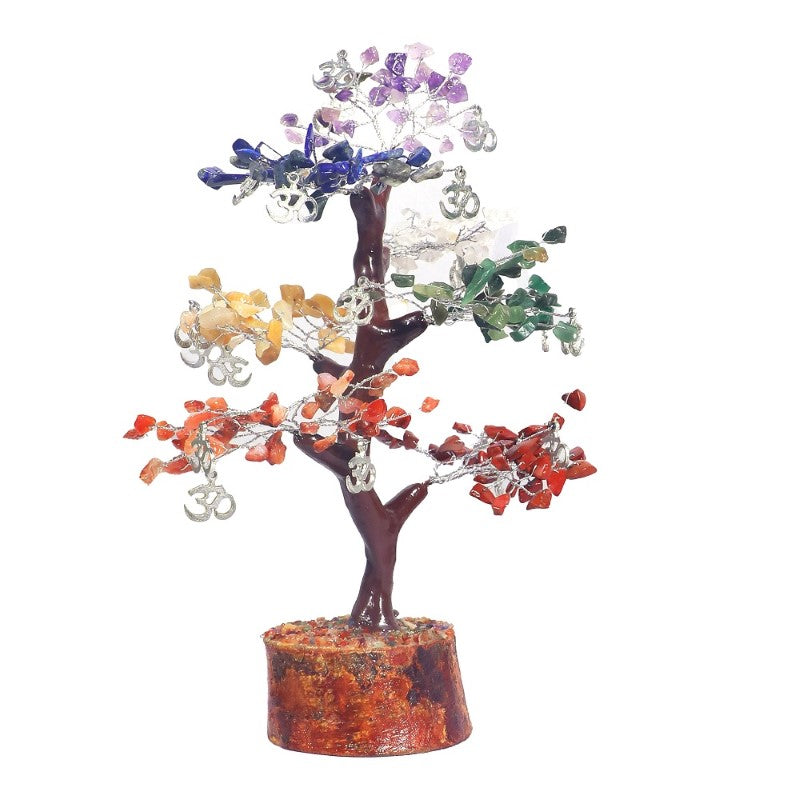 Seven Chakra OM Crystal Tree Neem Base