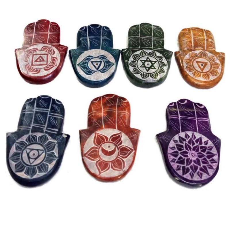 Set [7] Chakra Hamsa Soapstone Incense Holder