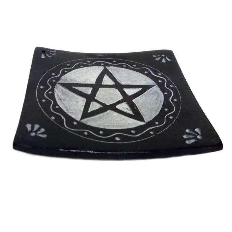 Pentacle - Set of 2 Soapstone Incense Holder