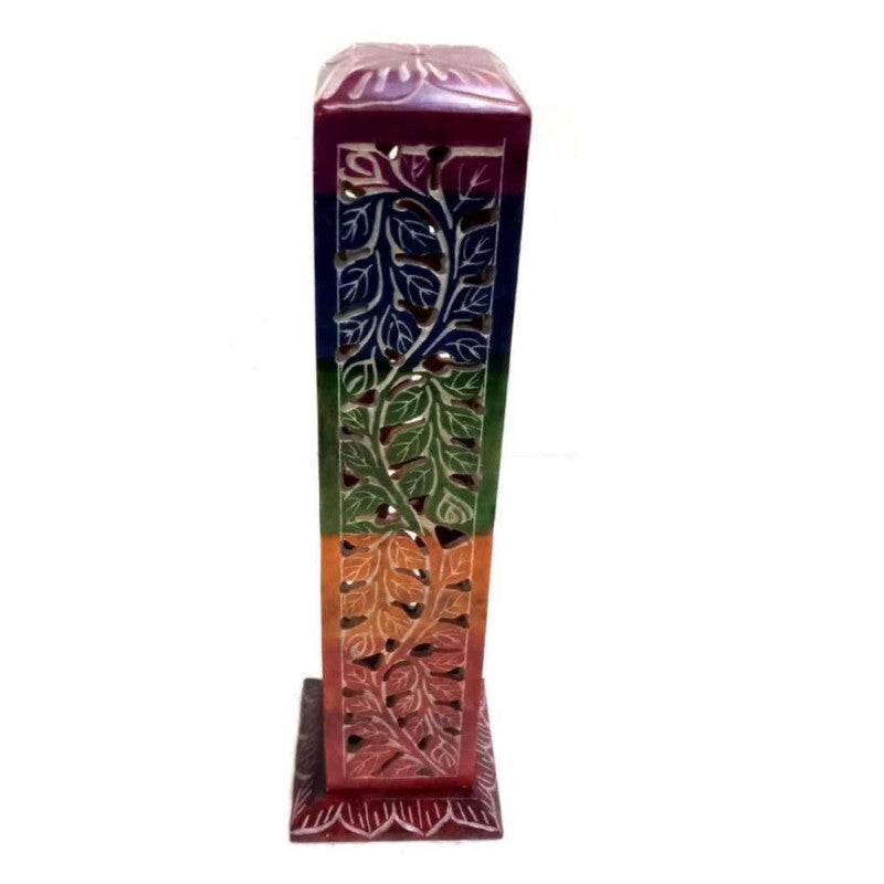 Multi Colour Square Soapstone Incense Tower