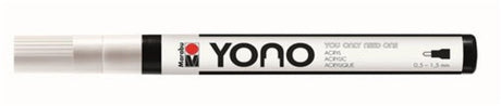 Marabu Yono Fine Acrylic Marker in white, ideal for detailing on various surfaces like metal, glass, and fabric.