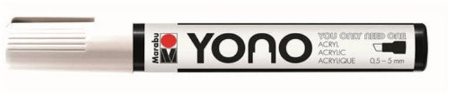 Marabu Yono Acrylic Marker in WHITE with chisel tip for versatile, vibrant artwork on various surfaces.