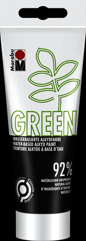 Marabu Green water-based alkyd paint in black, eco-friendly and versatile for artists and DIY projects.