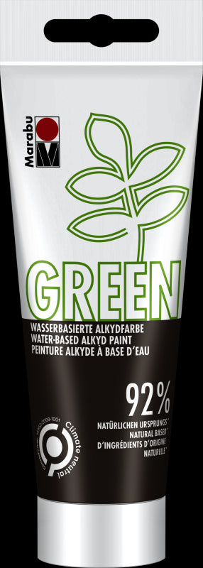 Marabu Green Cocoa Water-Based Alkyd Paint, eco-friendly, 92% natural, versatile for canvas and wood.