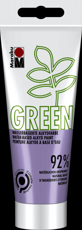 Pastel Lilac Marabu Green Water-Based Alkyd Paint, 100ml, eco-friendly, vegan, ideal for artists on various surfaces.