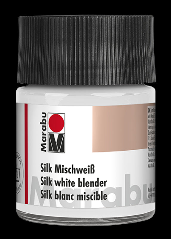 Marabu Silk Fabric Paint 50ml WHITE BLENDER for vibrant fabric art, ideal for silk and cotton projects with easy color fixing.