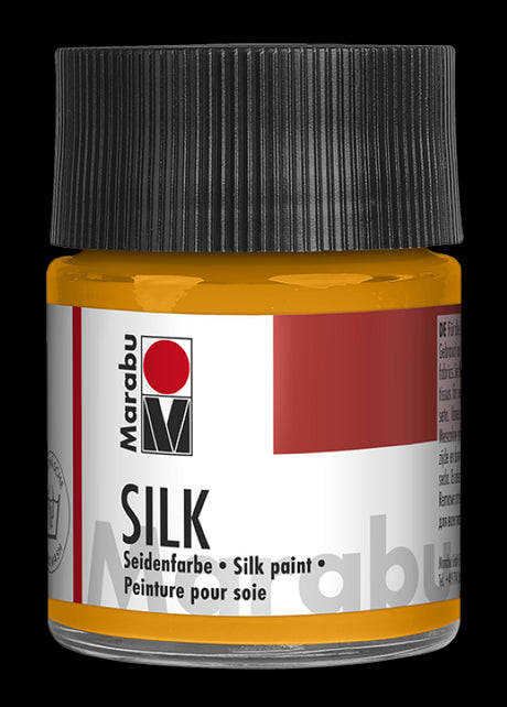 Vibrant Marabu Silk Fabric Paint 50ml in TANGERINE, perfect for silk and cotton projects with smooth application.