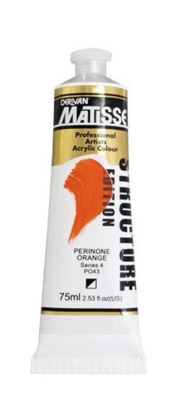 Derivan Matisse Structure Acrylic Paints 75ml PERINONE ORANGE S4