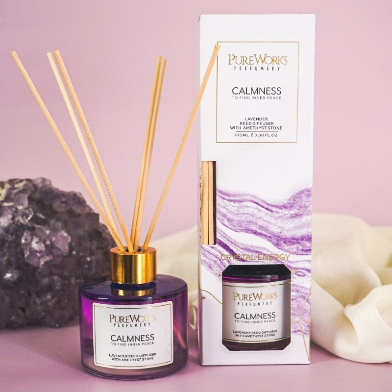 Calmness Lavender Reed Diffuser with Amethyst Crystal Energy
