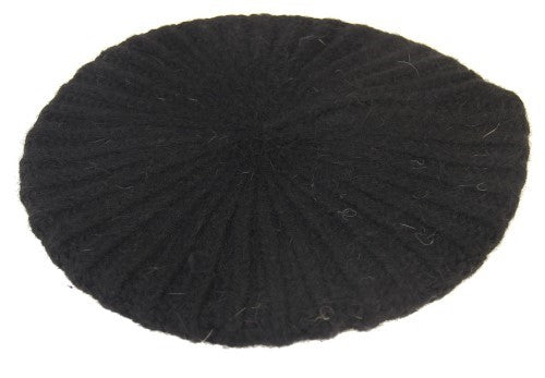 Angora Mix Ribb Beret BLACK - Set of 2