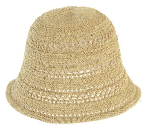 Gemma Crochet Look Bucket Hat TAUPE - Set of 2