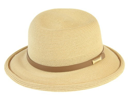 Jazzlyn Roll Edge PU Trim Hat NATURAL