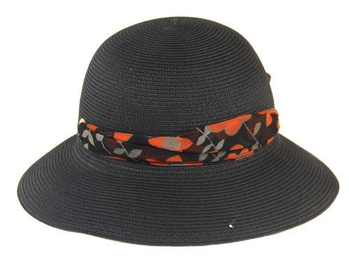 Lani Scarf Trim Hat BLACK