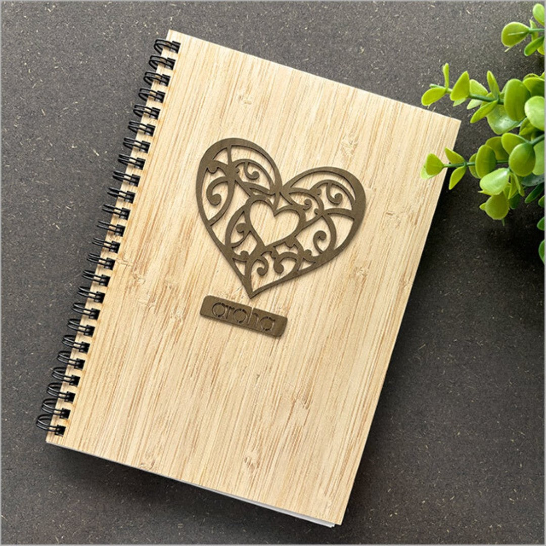 Bamboo Journal - Aroha Heart River Rimu Veneer (Small)