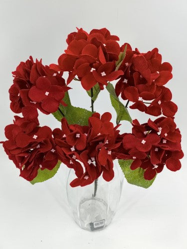 Artificial Hydrangea Bush - Large (Red Velvet)