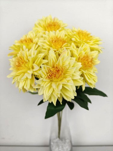 Artificial 7 Heads Dahlia Bush (Yellow)