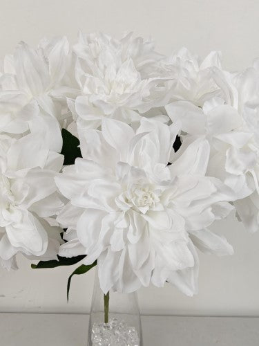 Artificial Dahlia Bush - X 7 Large (White )