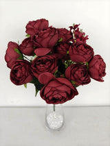 Artificial 18 Head Ranunclutus Bush (Burgundy)