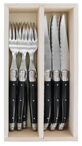 Steak Cutlery Set in Tray - ANDRE VERDIER Black (12 Piece)