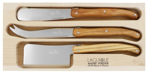 Cheese Knife Set - ANDRE VERDIER Olive Wood (3 Piece) - Smartfox
