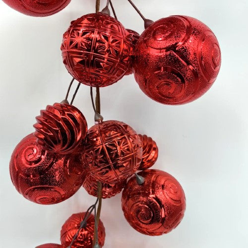Christmas Baubles Garland - 200cm (Texture Red)