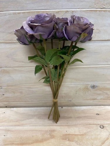 Artificial Rose Bud Bundle - X 8 (Mauve Purple)