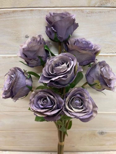 Artificial Rose Bud Bundle - X 8 (Mauve Purple)