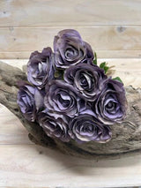 Artificial Rose Bud Bundle - X 8 (Mauve Purple)