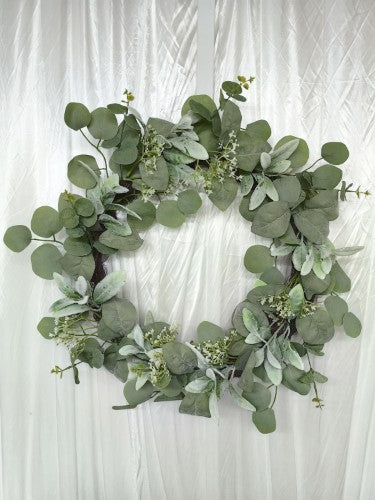 Wreath - Lamb ear & Eucalyptus  (24")