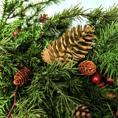 Artificial Deluxe Juniper Pine Garland with Pinecones & Berries (180cm)