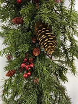 Artificial Deluxe Juniper Pine Garland with Pinecones & Berries (180cm)
