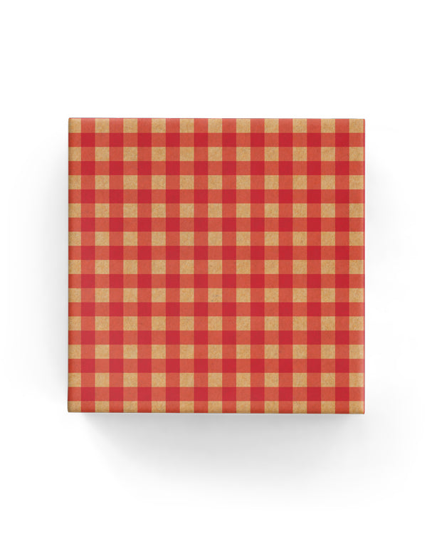 Gingham Check on Kraft Wrap Red