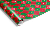 Harlequin Santa Wrap Green Red