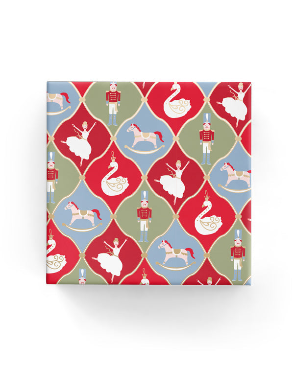 Xmas Ornaments Wrap French Blue Pistachio Red