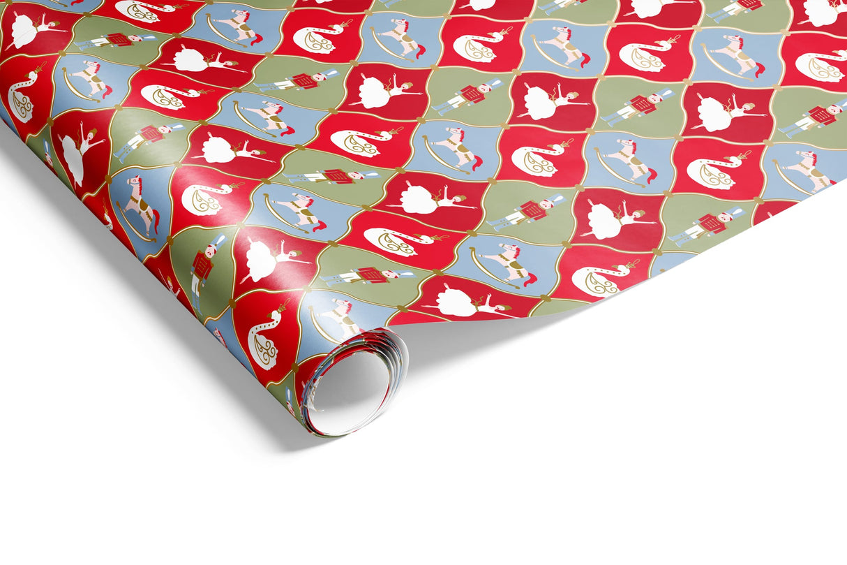 Xmas Ornaments Wrap French Blue Pistachio Red