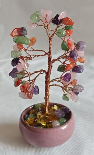 Gemstone Tree - Mixed Stone Ceramic Base (14cm)