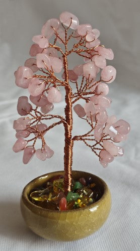 Gemstone Tree - Rose Quartz Ceramic Base (14cm)