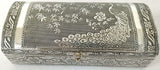 Rounded Jewellery Box with Mirror & Ring Holder -  Peacock Design