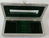 Rounded Jewellery Box with Mirror & Ring Holder -  Peacock Design