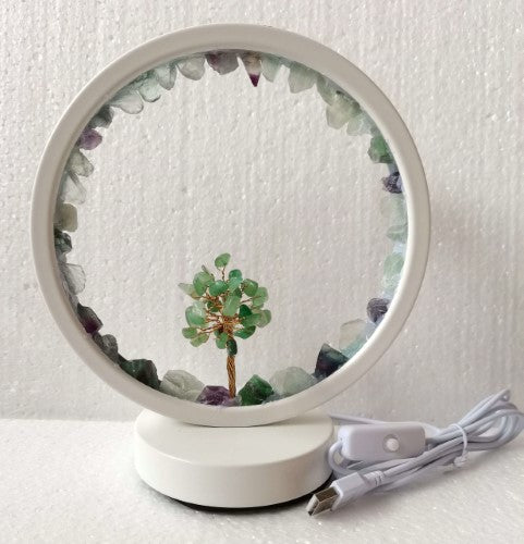 Fluorite LED USB Lamp with Gemstone Tree (20 x 18x 18cm)