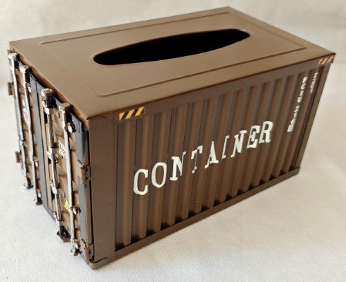 Shipping Container Tissue Box - Coffee (20 x 11 x 11cm)